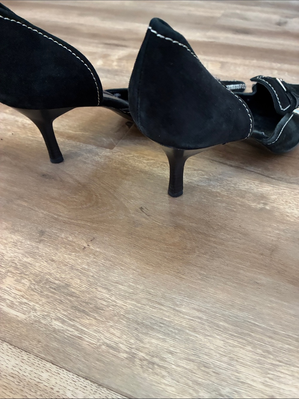 SEXY!!! Steven by Steve Madden Black Suede Pointed Studded D'Orsay Pumps size 9 - Picture 7 of 8